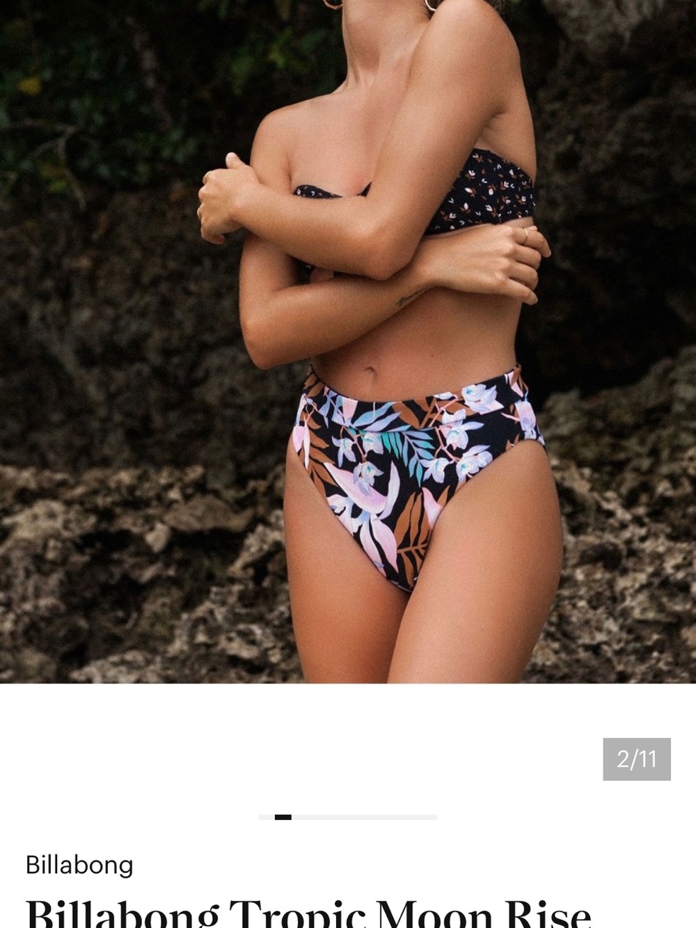 NWT Billabong Tropic Moon Rise reversible high rise bikini bottoms size small